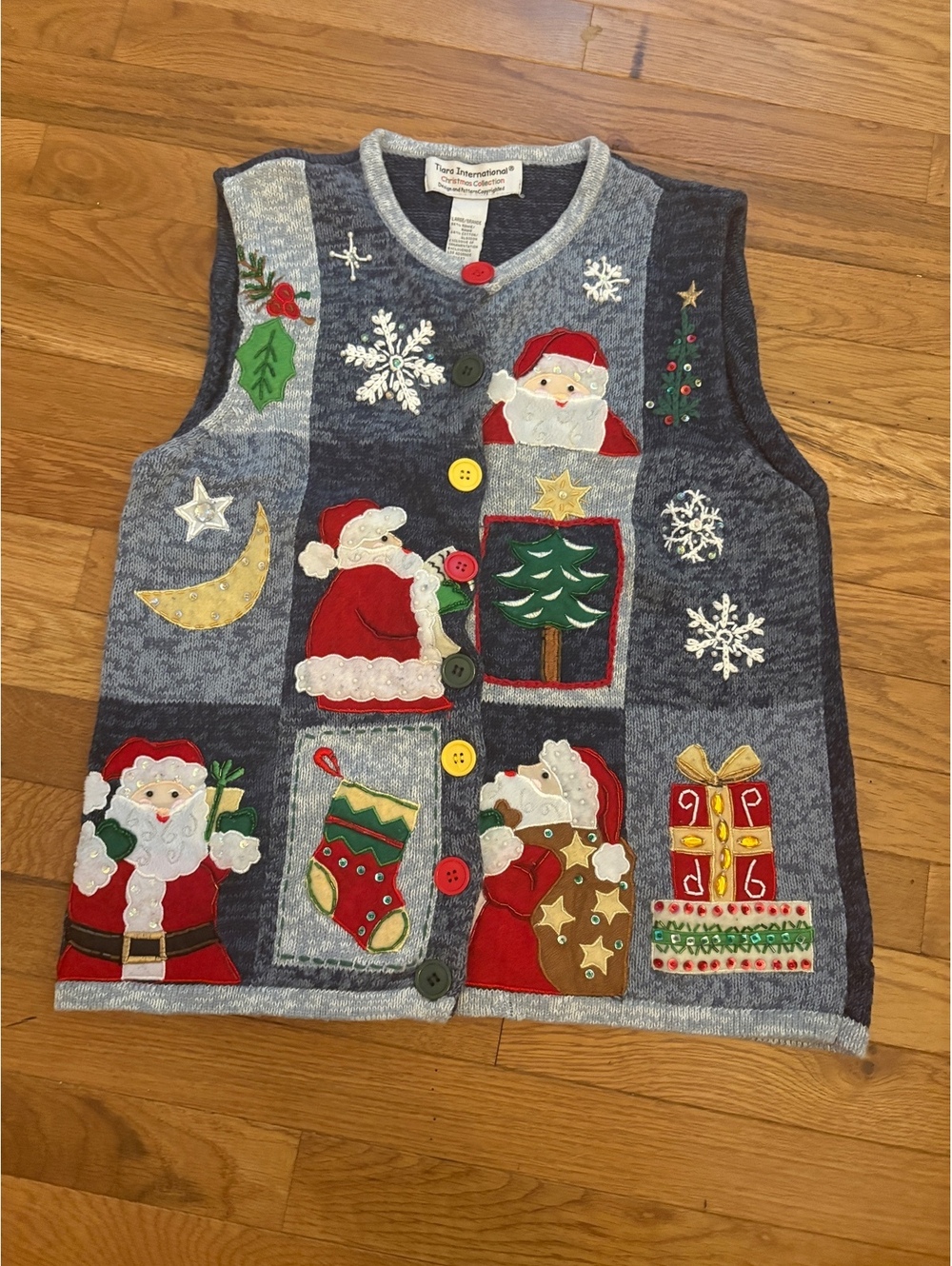 Vintage Christmas Sweater Vest Tiara International size L